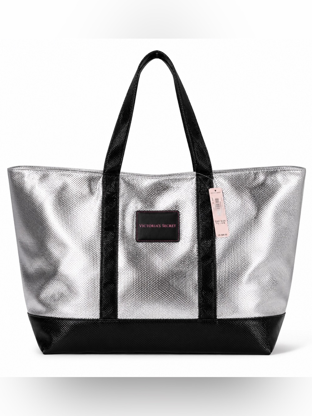 Victoria's Secret Silver & Black Metallic Tote bag